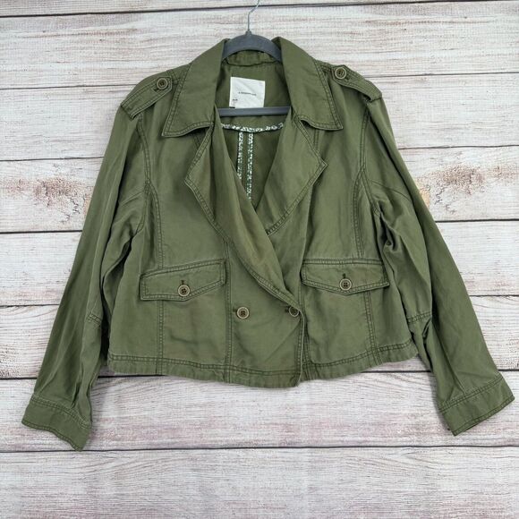 Anthropologie Cropped Military Jacket Women's Size Medium‎ Green - Picture 1 of 13